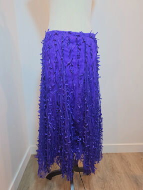 Women’s Ruffle Tulle Mesh Tutu Maxi Skirt Mesh Purple Fairy Size Large